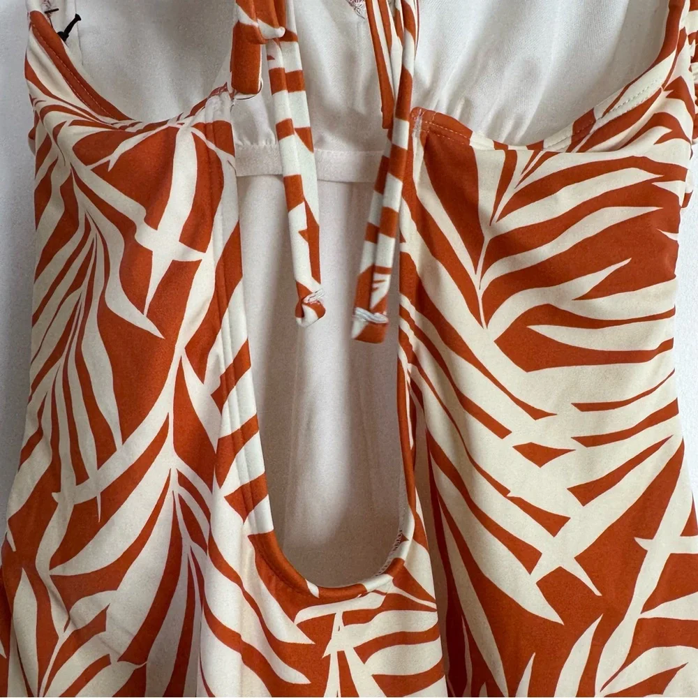 Shade & Shore Tropical Leaf Print One Piece NEW